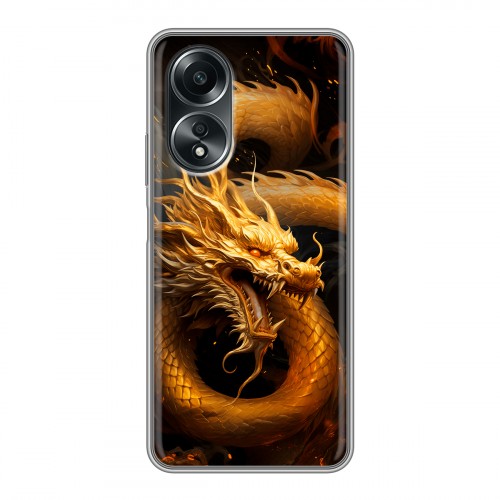 Дизайнерский силиконовый чехол для OPPO A58 4G Золотой дракон