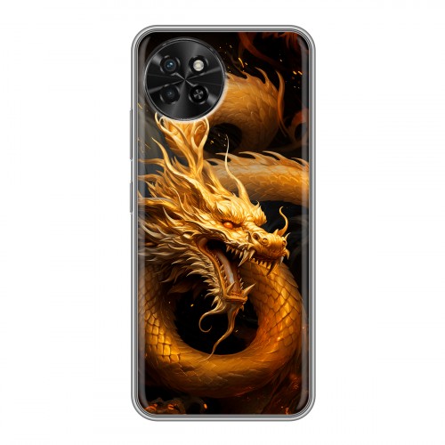 Дизайнерский силиконовый чехол для Itel S23 Золотой дракон