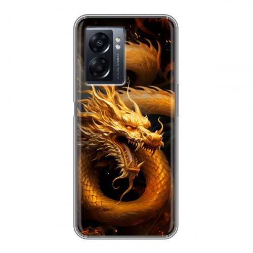 Дизайнерский силиконовый чехол для OPPO A57 5G Золотой дракон