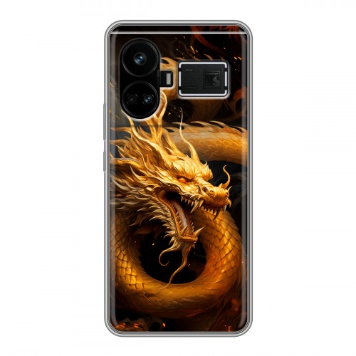 Дизайнерский силиконовый чехол для Realme GT5 Золотой дракон