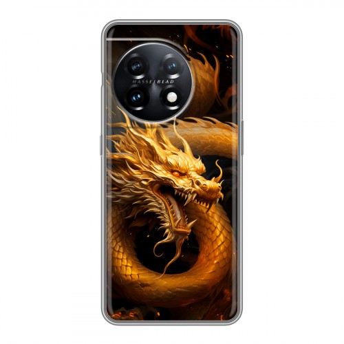 Дизайнерский силиконовый чехол для OnePlus 11 Золотой дракон