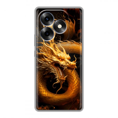 Дизайнерский силиконовый чехол для Itel S23 Plus Золотой дракон