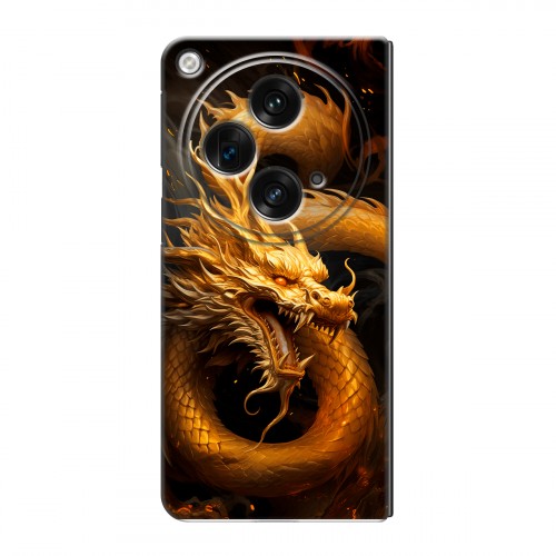Дизайнерский пластиковый чехол для OPPO Find N3 Золотой дракон