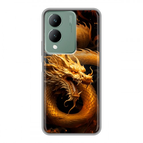 Дизайнерский силиконовый чехол для Vivo Y17s Золотой дракон