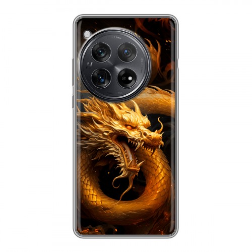 Дизайнерский силиконовый чехол для OnePlus 12 Золотой дракон