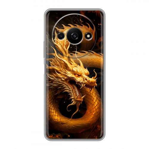 Дизайнерский силиконовый чехол для Xiaomi RedMi A3 Золотой дракон