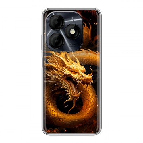 Дизайнерский силиконовый чехол для Itel P55 4G Золотой дракон
