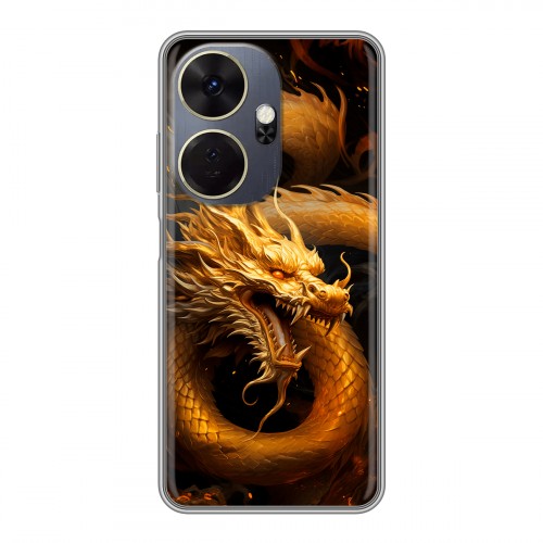 Дизайнерский силиконовый чехол для Itel P55 Plus Золотой дракон