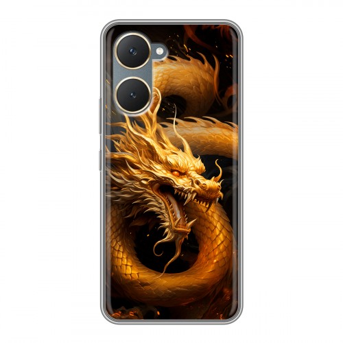 Дизайнерский силиконовый чехол для Vivo Y03 Золотой дракон
