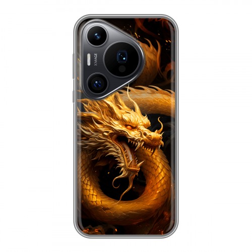 Дизайнерский силиконовый чехол для Huawei Pura 70 Pro Золотой дракон