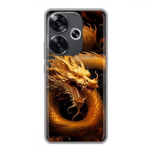 Дизайнерский силиконовый чехол для Xiaomi Redmi Turbo 3 Золотой дракон