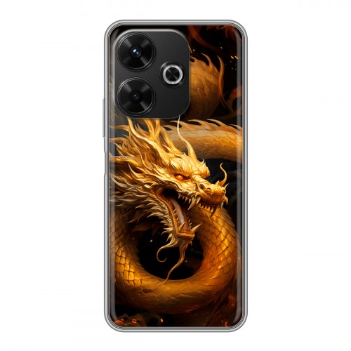 Дизайнерский силиконовый чехол для RedMi 13 4G Золотой дракон