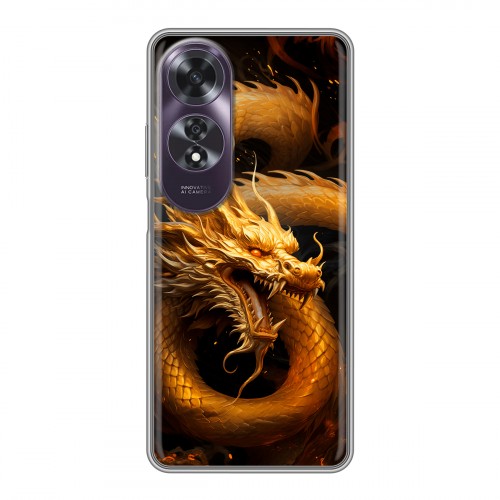 Дизайнерский силиконовый чехол для OPPO A60 Золотой дракон