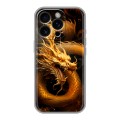 Дизайнерский силиконовый чехол для Iphone 16 Pro Золотой дракон