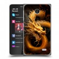 Дизайнерский пластиковый чехол для Nokia X Золотой дракон