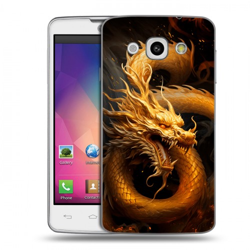 Дизайнерский пластиковый чехол для LG L60 Золотой дракон
