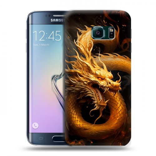 Дизайнерский силиконовый чехол для Samsung Galaxy S6 Edge Золотой дракон