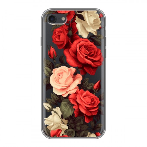 Полупрозрачный дизайнерский силиконовый чехол для Iphone 7 Розы