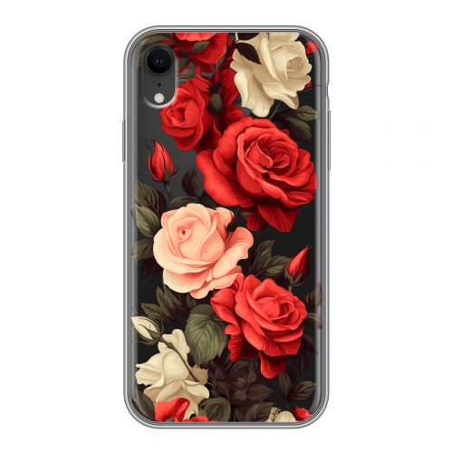 Полупрозрачный дизайнерский пластиковый чехол для Iphone Xr Розы