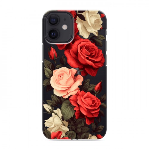 Полупрозрачный дизайнерский силиконовый с усиленными углами чехол для Iphone 12 Mini Розы