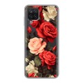 Полупрозрачный дизайнерский пластиковый чехол для Samsung Galaxy A12 Розы