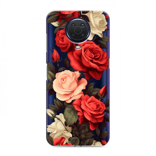 Полупрозрачный дизайнерский силиконовый с усиленными углами чехол для Nokia G20 Розы