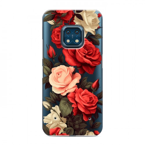 Полупрозрачный дизайнерский силиконовый с усиленными углами чехол для Nokia XR20 Розы