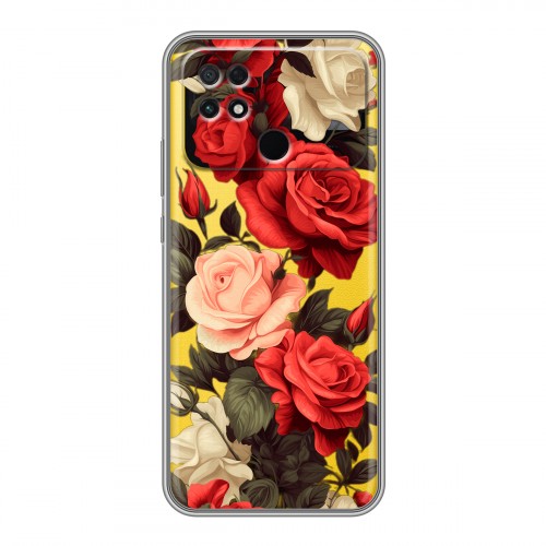 Полупрозрачный дизайнерский силиконовый чехол для Xiaomi Poco C40 Розы