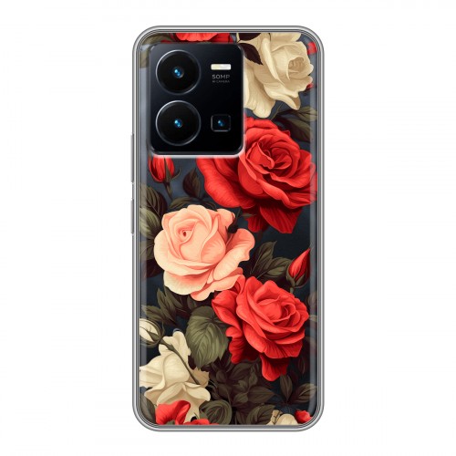 Полупрозрачный дизайнерский силиконовый чехол для Vivo Y35 Розы