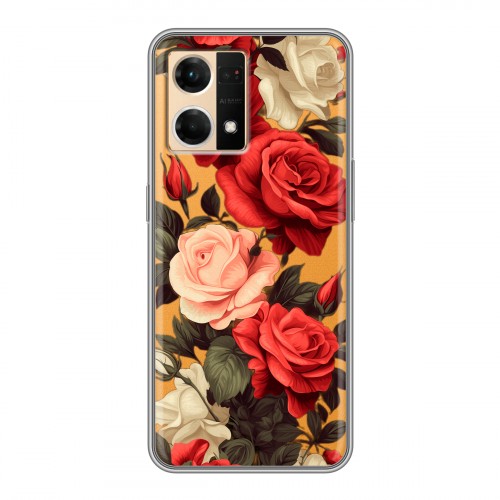 Полупрозрачный дизайнерский силиконовый чехол для OPPO Reno7 Розы
