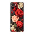 Полупрозрачный дизайнерский силиконовый с усиленными углами чехол для Huawei Nova Y61 Розы