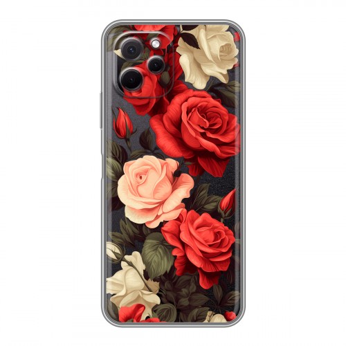 Полупрозрачный дизайнерский пластиковый чехол для Huawei Nova Y61 Розы