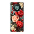 Полупрозрачный дизайнерский силиконовый с усиленными углами чехол для Huawei Nova Y90 Розы