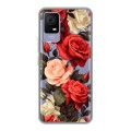 Полупрозрачный дизайнерский силиконовый чехол для TCL 405 Розы