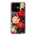 Полупрозрачный дизайнерский силиконовый чехол для Tecno Spark 10C Розы