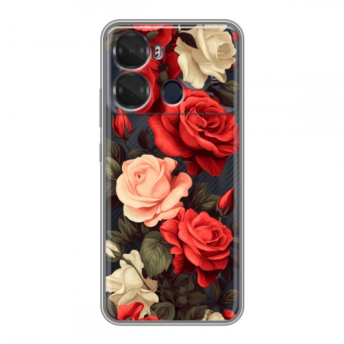 Полупрозрачный дизайнерский пластиковый чехол для Itel P40 Розы