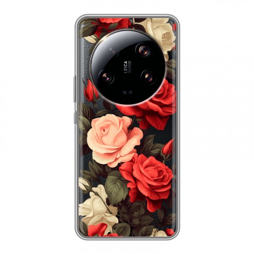 Полупрозрачный дизайнерский пластиковый чехол для Xiaomi 13 Ultra Розы