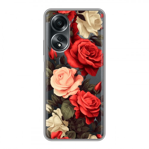 Полупрозрачный дизайнерский силиконовый чехол для OPPO A58 4G Розы