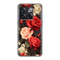 Полупрозрачный дизайнерский пластиковый чехол для OnePlus 10T Розы