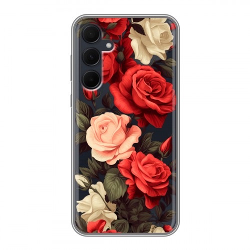Полупрозрачный дизайнерский пластиковый чехол для Samsung Galaxy A35 Розы