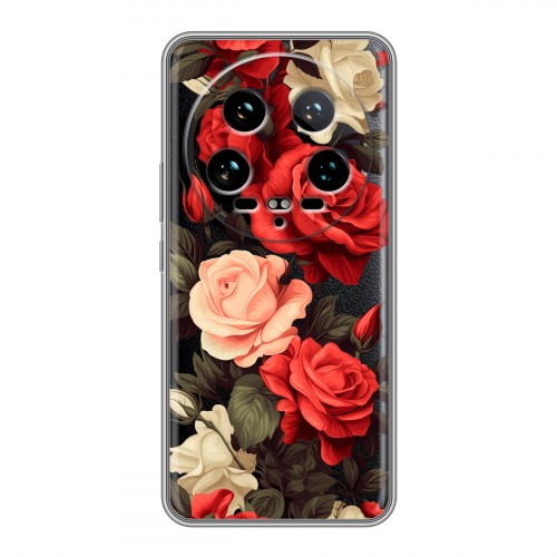 Полупрозрачный дизайнерский пластиковый чехол для Xiaomi 14 Ultra Розы