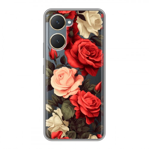 Полупрозрачный дизайнерский пластиковый чехол для Vivo Y03 Розы