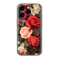 Полупрозрачный дизайнерский пластиковый чехол для Iphone 16 Pro Розы