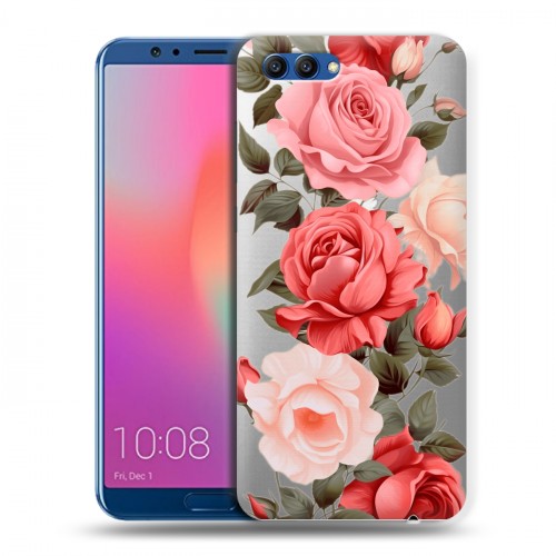 Полупрозрачный дизайнерский пластиковый чехол для Huawei Honor View 10 Розы