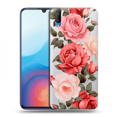 Полупрозрачный дизайнерский пластиковый чехол для Vivo V11 Розы