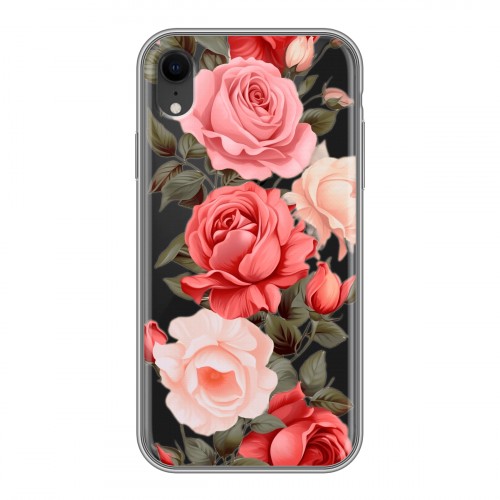 Полупрозрачный дизайнерский пластиковый чехол для Iphone Xr Розы