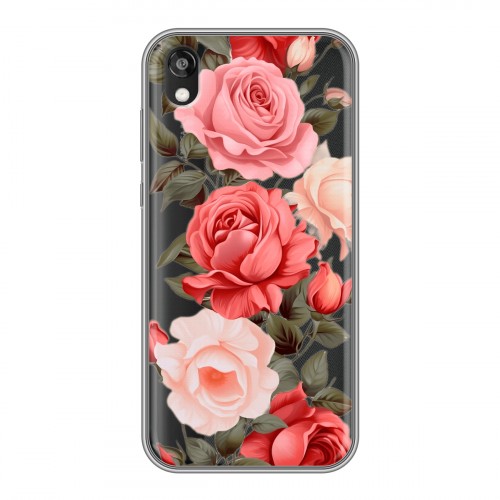 Полупрозрачный дизайнерский пластиковый чехол для Huawei Honor 8s Розы