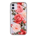 Полупрозрачный дизайнерский силиконовый чехол для Iphone 11 Розы