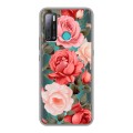 Полупрозрачный дизайнерский силиконовый с усиленными углами чехол для Tecno Pouvoir 4 Розы