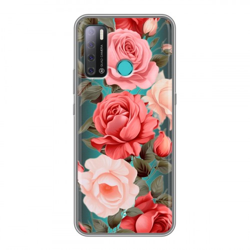Полупрозрачный дизайнерский силиконовый с усиленными углами чехол для Tecno Pouvoir 4 Розы